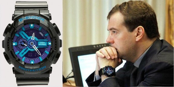Дмитрий Медведев в часах Casio G-Shock GA-110HC-1A