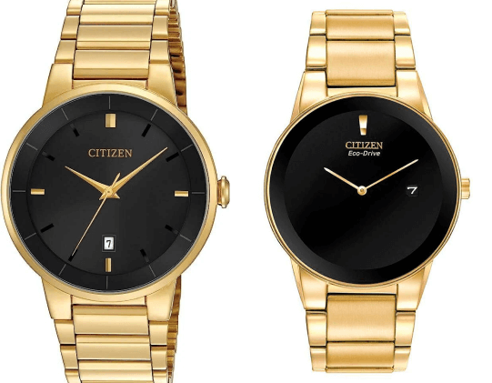 Citizen Black Dial Men, Gold Band