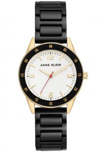 Женские кварцевые часы Anne Klein 3658GPBK коллекции Ceramic